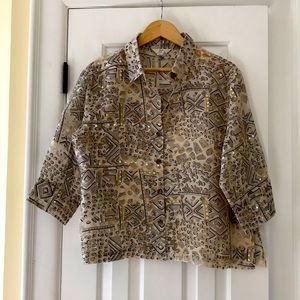 Overshirt 3/4 sleeves tan, gold, silver and black